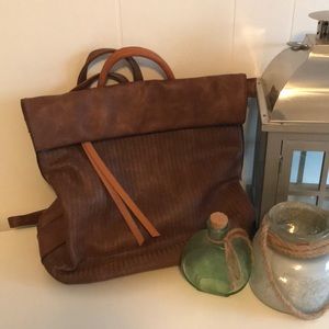 Brown leather backpack purse